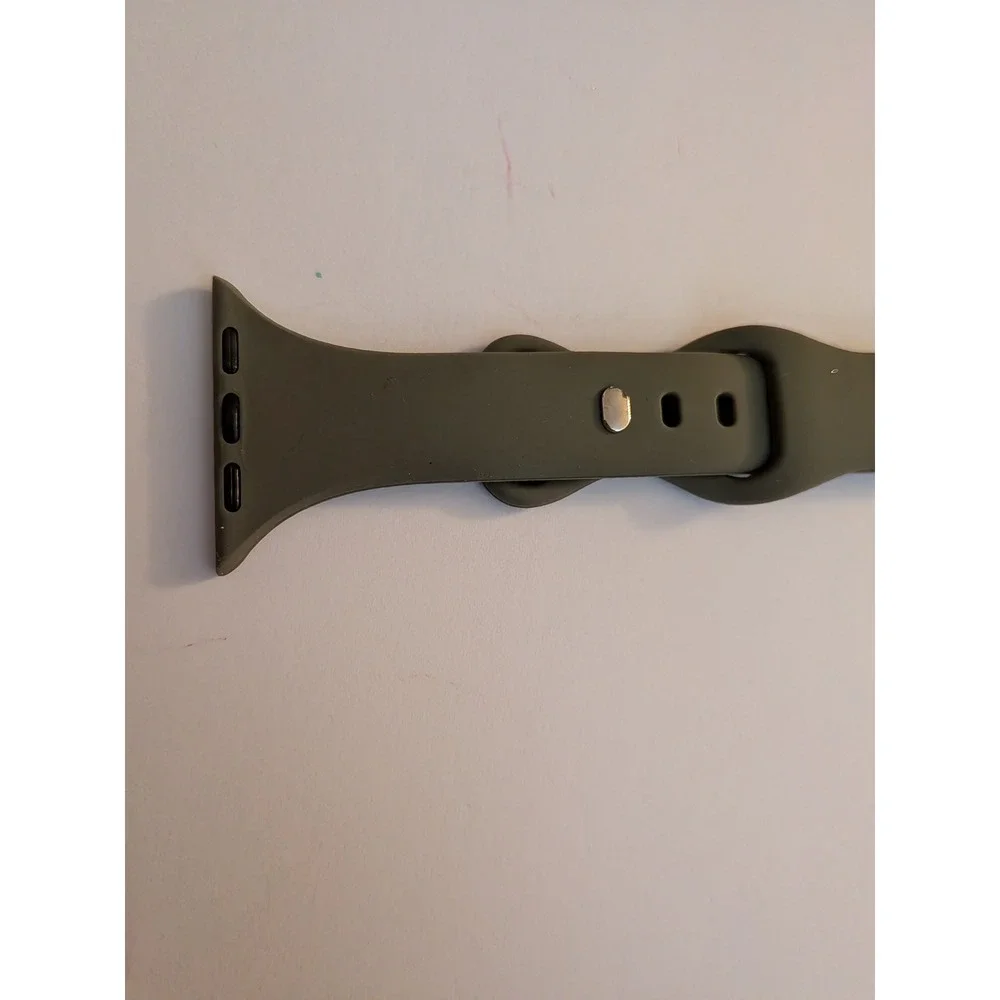 Olive Green Silicone Sport Band for Apple Watch Men's Strap Pin-and-Tuck Closure